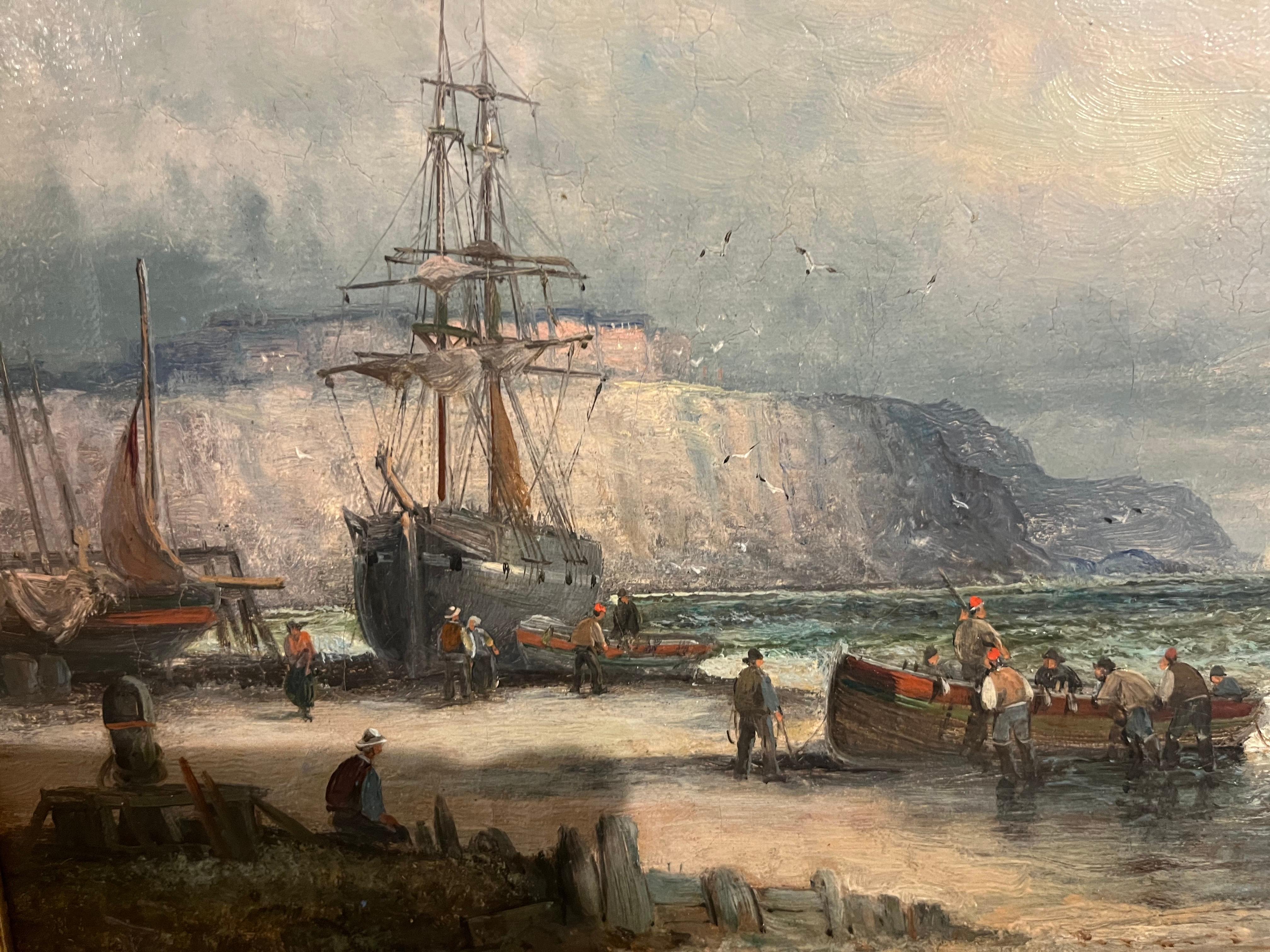 VECCHIO MAESTRO W . OIL PAINTING THORNLEY Alta qualità del XIX secolo Cornice dorata - Painting di William Anslow Thornley