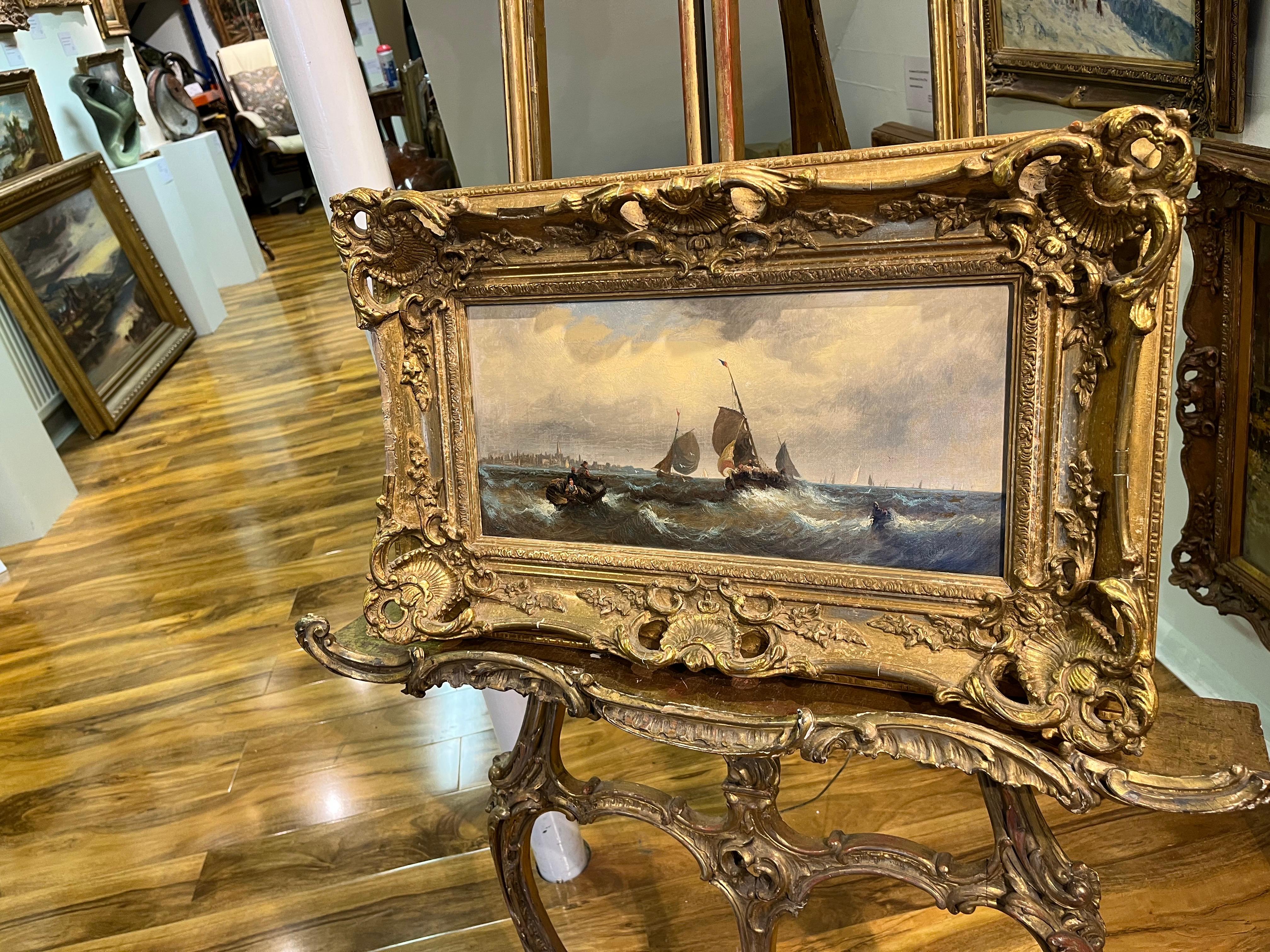 VECCHIO MAESTRO W . OIL PAINTING THORNLEY Alta qualità del XIX secolo Cornice dorata - Landscape Painting Marrone di William Anslow Thornley