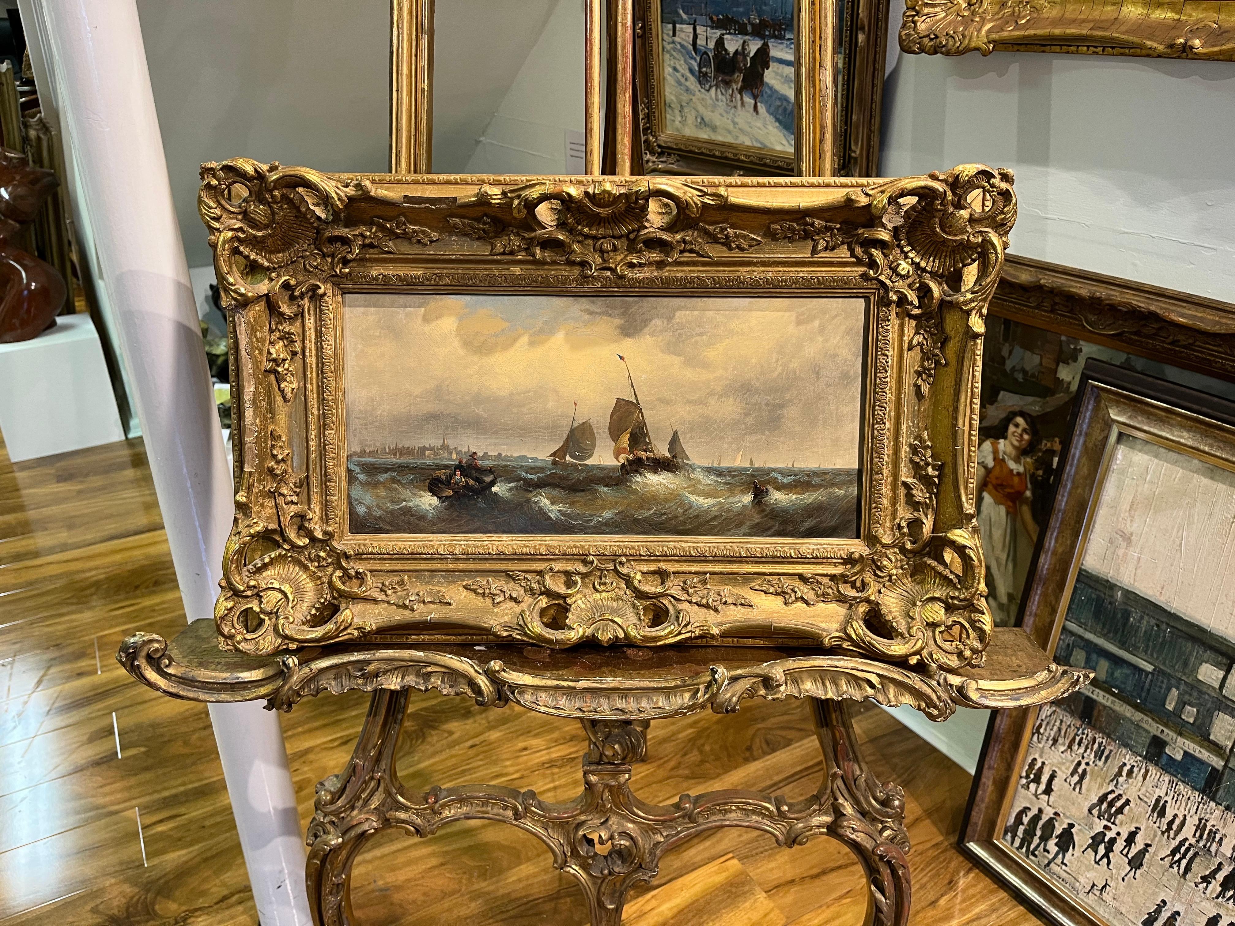 VECCHIO MAESTRO W . OIL PAINTING THORNLEY Alta qualità del XIX secolo Cornice dorata 1