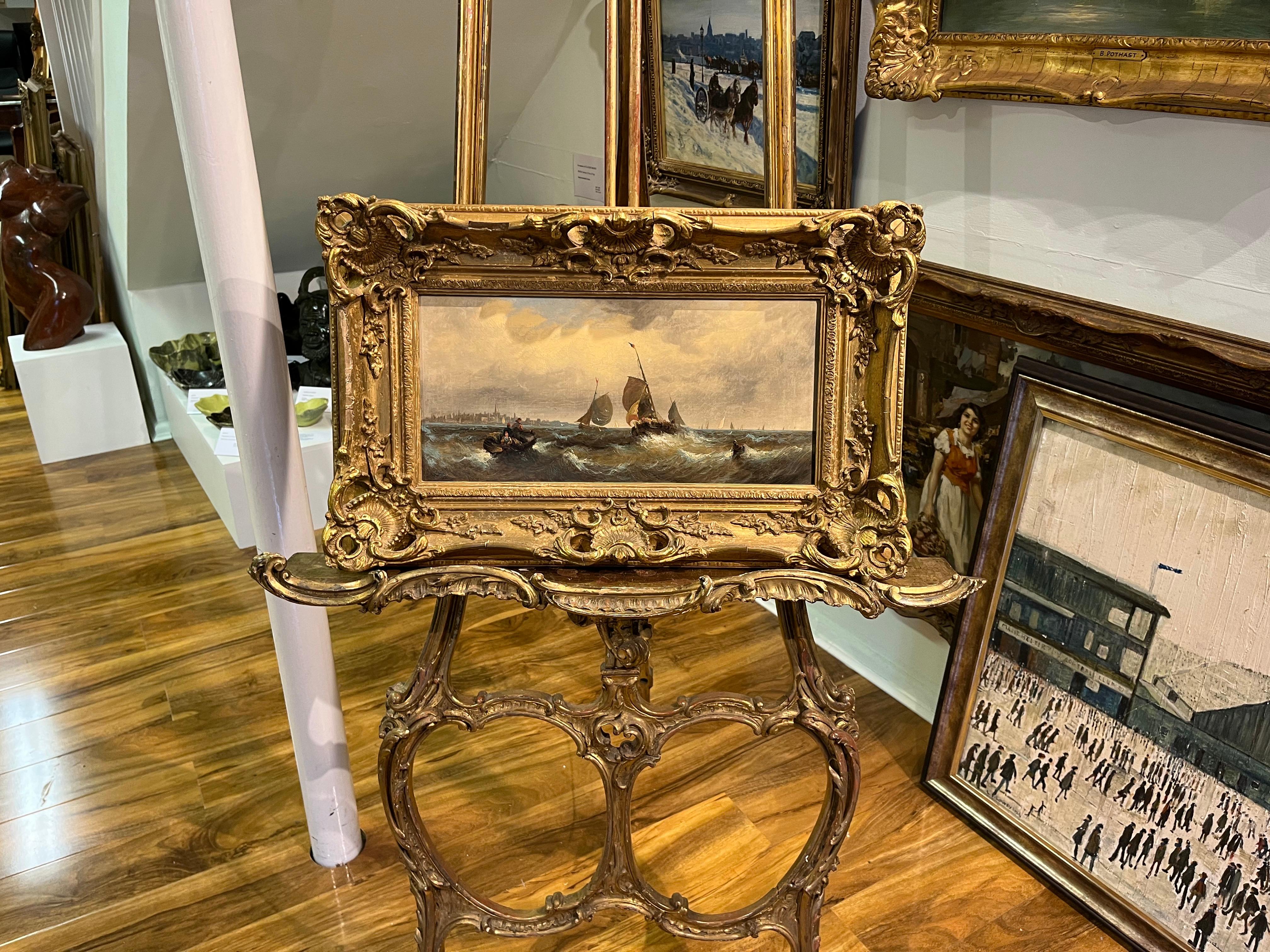 VECCHIO MAESTRO W . OIL PAINTING THORNLEY Alta qualità del XIX secolo Cornice dorata 2