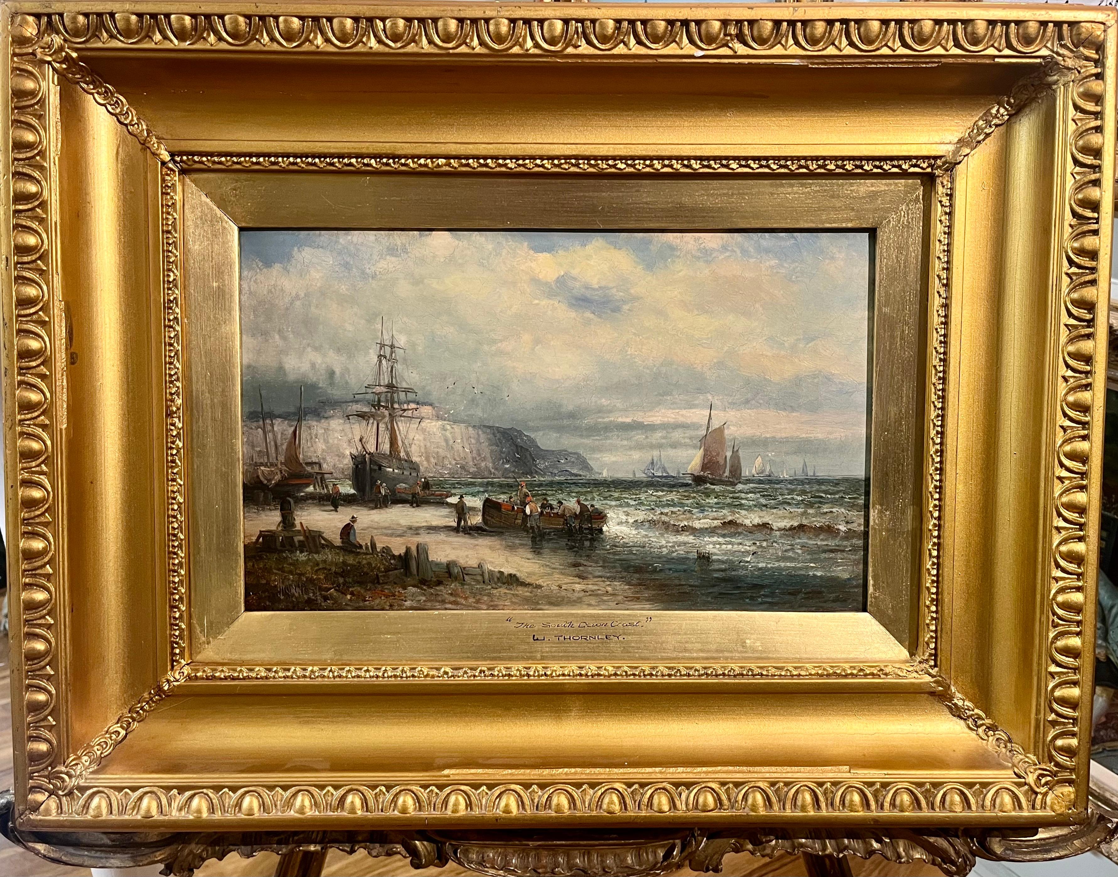 Figurative Painting di William Anslow Thornley - VECCHIO MAESTRO W . OIL PAINTING THORNLEY Alta qualità del XIX secolo Cornice dorata