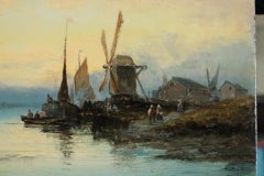 Paar viktorianische Marine-Ölgemälde des 19. Jahrhunderts, Versand bei Morgen- und Abenddämmerung