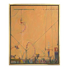 "Gymnast" Modern Pastel Abstract Painting of Athletes Performing Routines