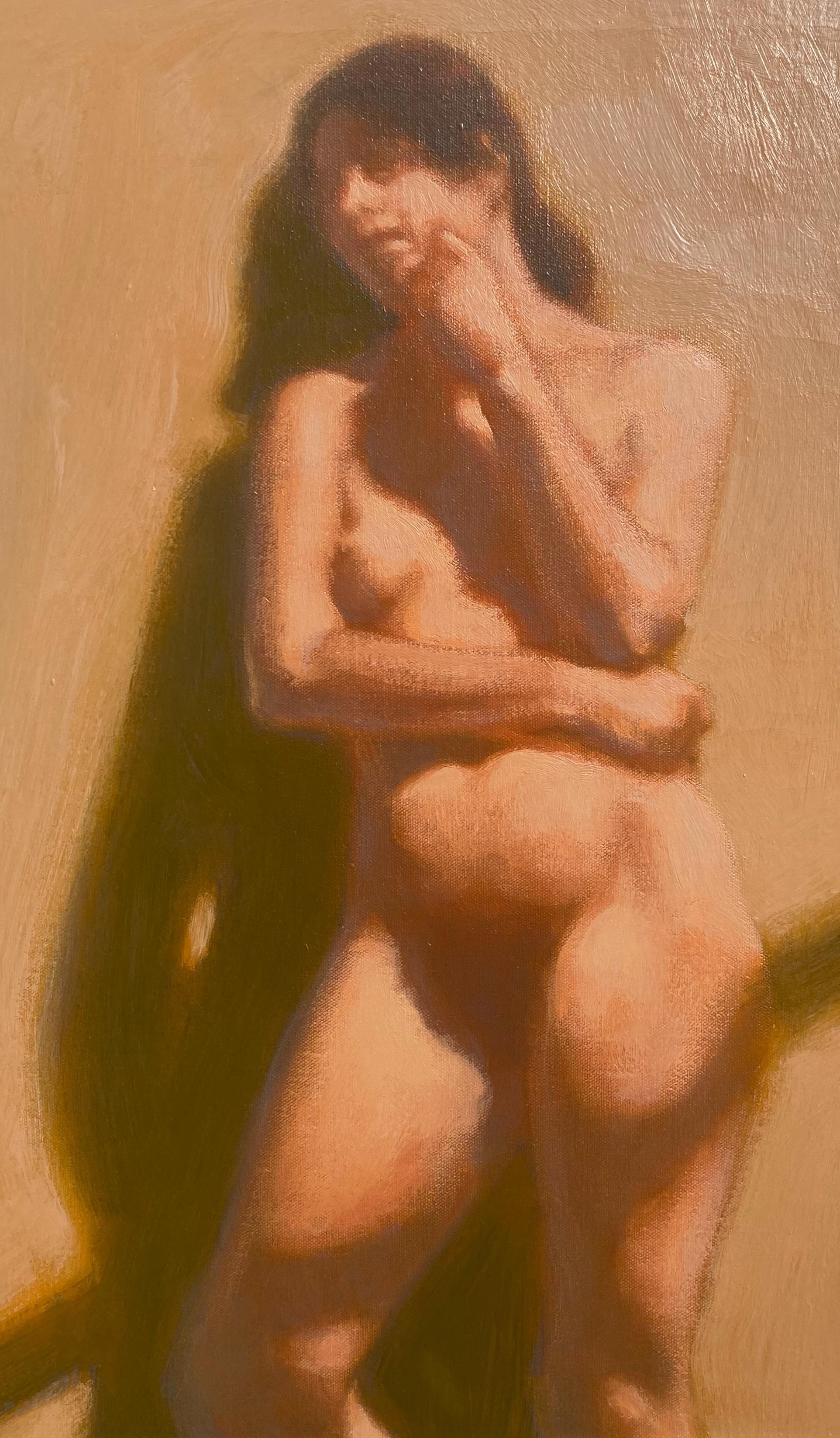 Pensive Nude (Oil on Canvas, Celebrated Texas Artist) - Painting by William Anzalone