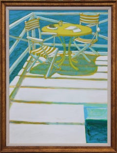 Yellow, Blue and White Beach Still Life Painting