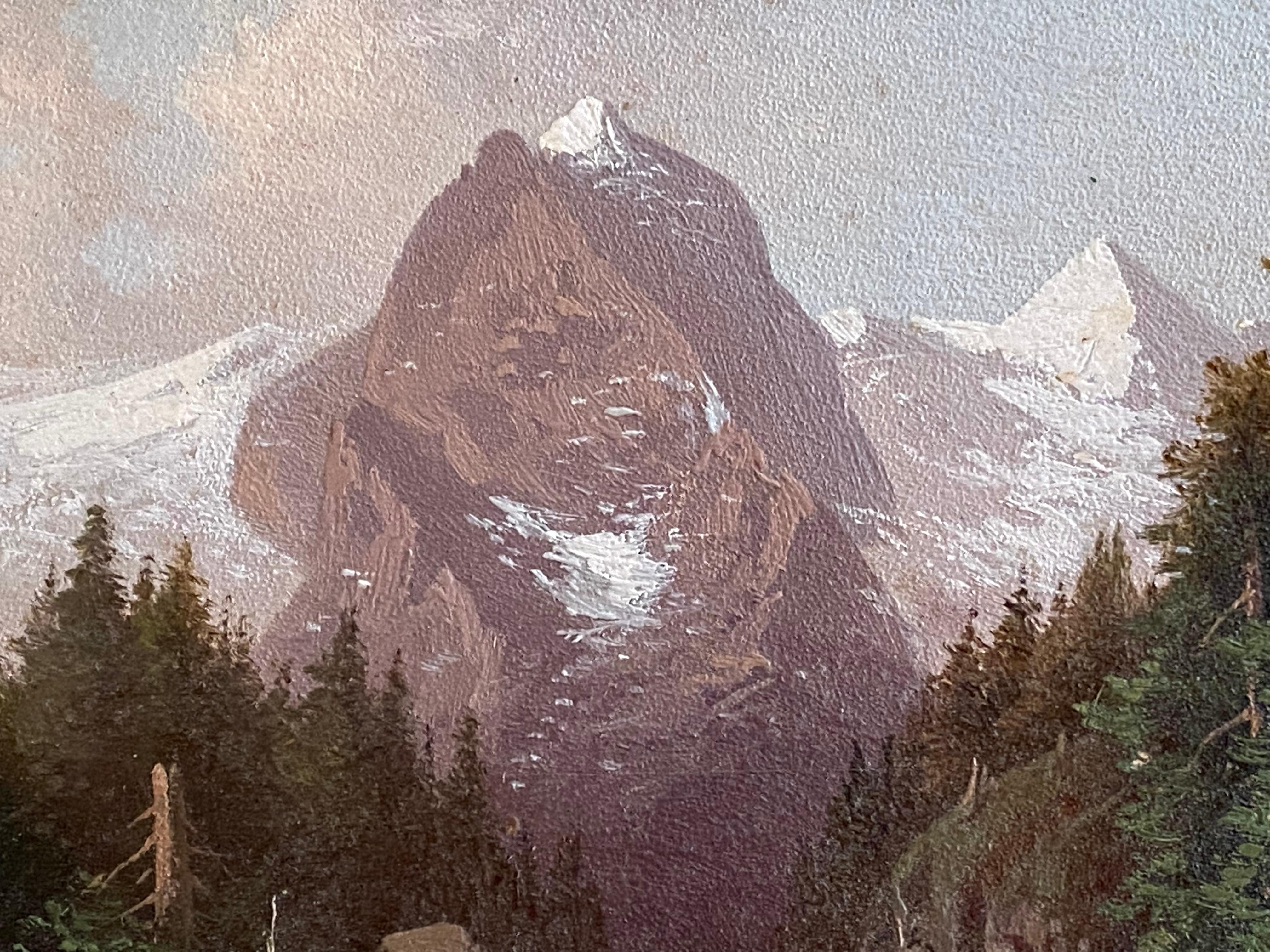 Here for your consideration is a wonderfully detailed miniature painting of the Matterhorn. Signed and titled verso. Attributed to the artist William Archibald Wall. Dated 6/50 verso. Oil on heavy card stock. Der Zustand ist ausgezeichnet. Presently