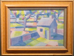 Original oil painting ENGLISH MID 20th CENTURY CUBIST STYLE LANDSCAPE