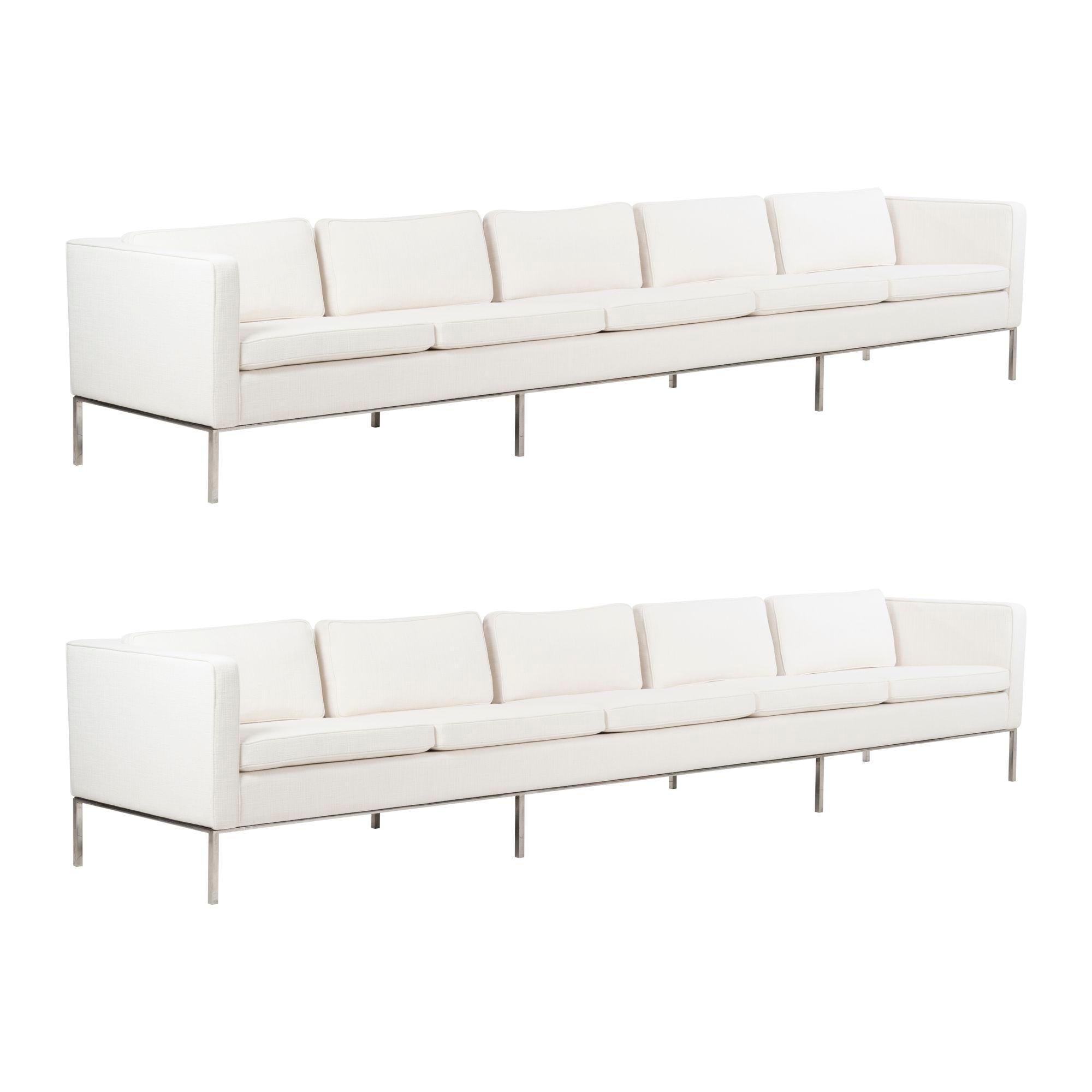 Pair of William Armbruster Monumental Five Seat Sofas in Chase Manhattan NYC For Sale 4