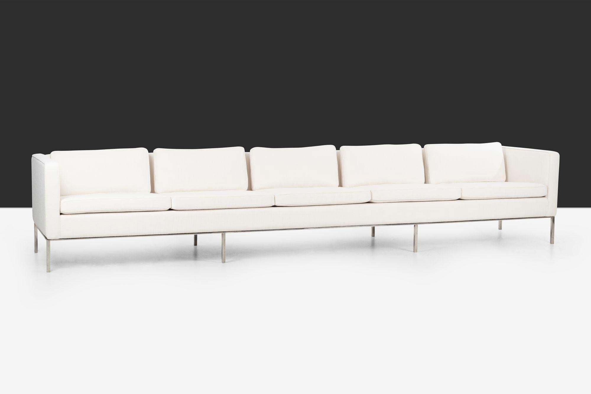 Pair of William Armbruster Monumental Five Seat Sofas in Chase Manhattan NYC
Armbruster included in MoMA's Good Design exhibits in the early 50's and lauded by such figures as George Nelson. His company, Edgewood Furniture, competed with Knoll in