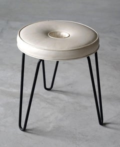 William Armbruster, Rare "Donut" Stool, Lacquered Metal, Vinyl, America, 1950s