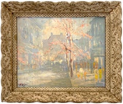 "Autumn in New York City" Fall Street Scene Post-Impressionist Oil Painting