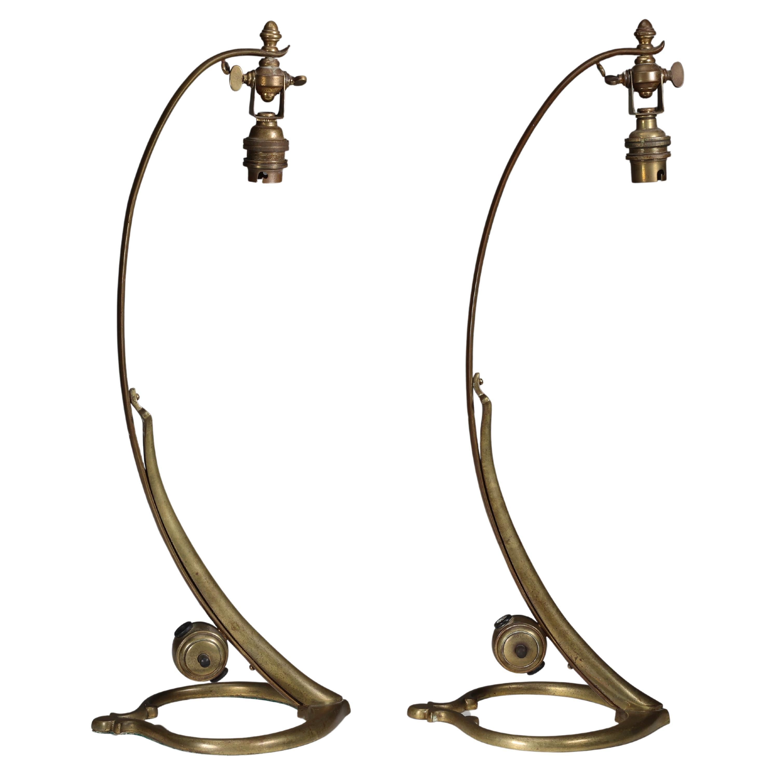 William Arthur Smith Benson. An original pair of Brass Swan Table Lights. For Sale