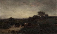 William Ashton (1853-1927) - Early 20th Century Oil, Cattle Watering at Dusk
