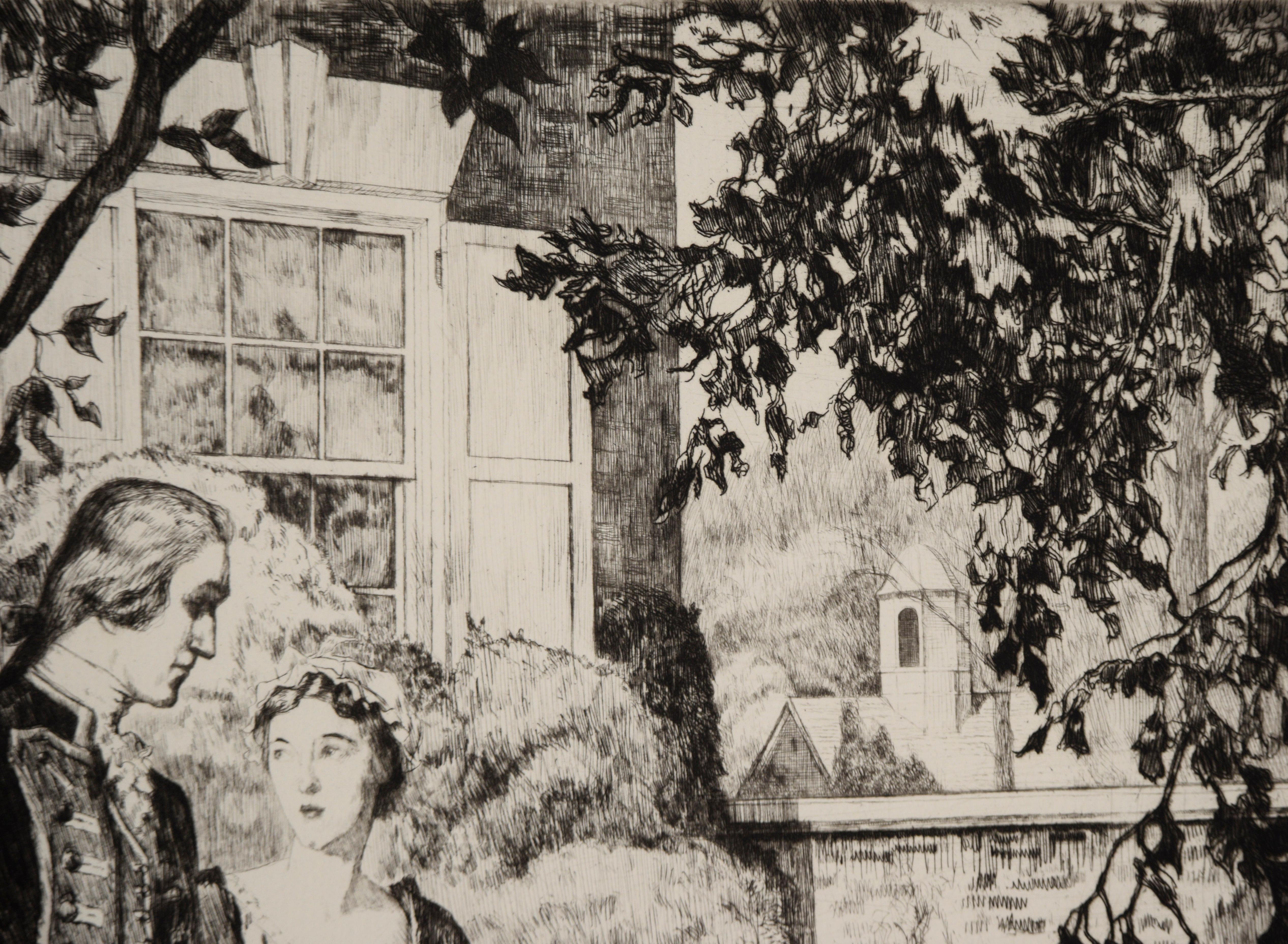 El cortejo de Washington - 1932 Aguafuerte sobre papel - Print impresionista estadounidense de William Auerbach-Levy