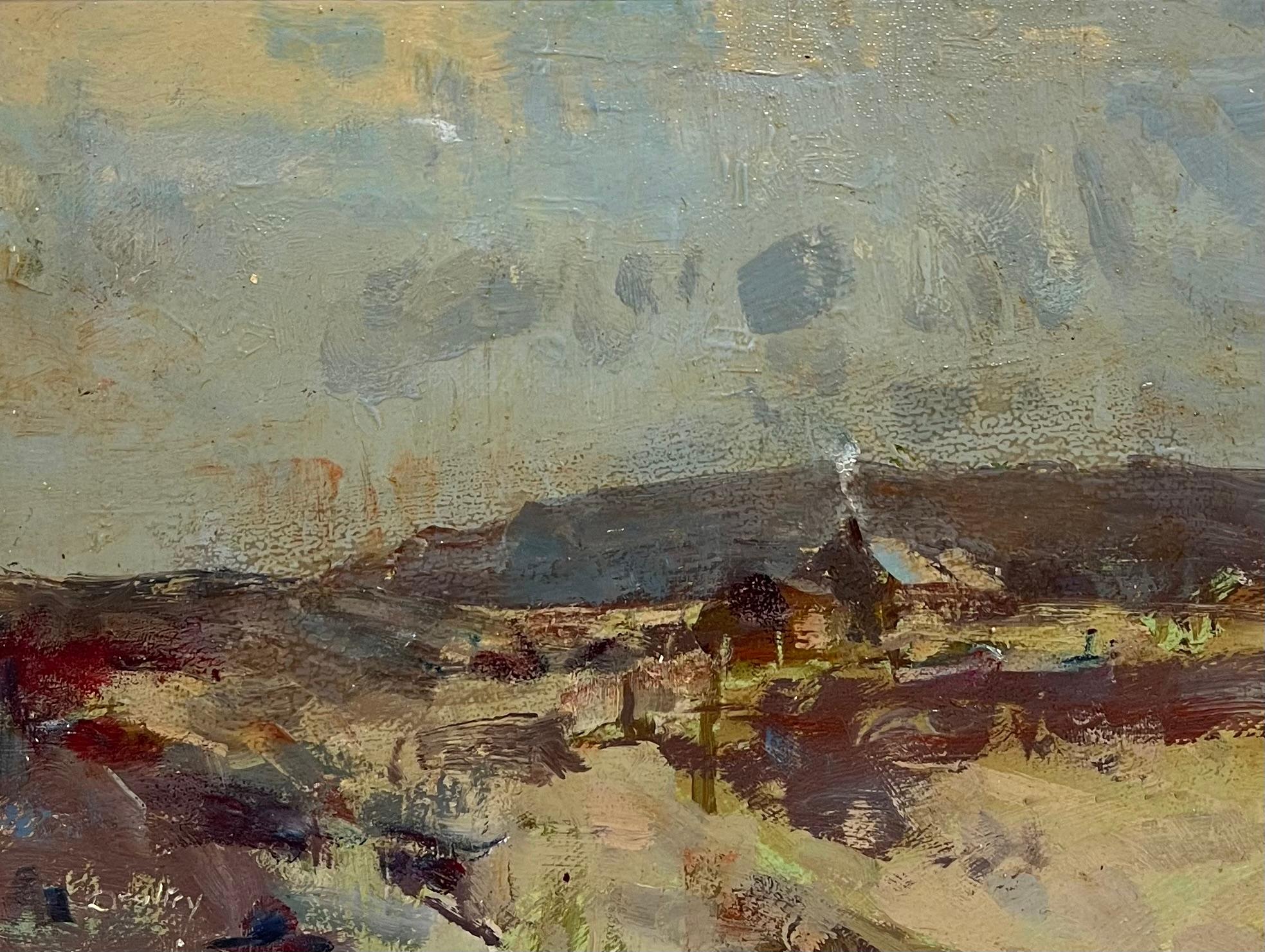 Peinture à l'huile impressionniste écossaise du 20e siècle signée Ferme dans les collines des Highlands - Painting de William B Dealtry
