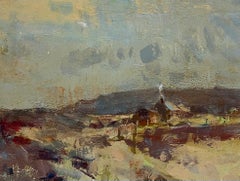 20th Century Scottish Impressionist Signed Oil Painting Farm in Highland Hills