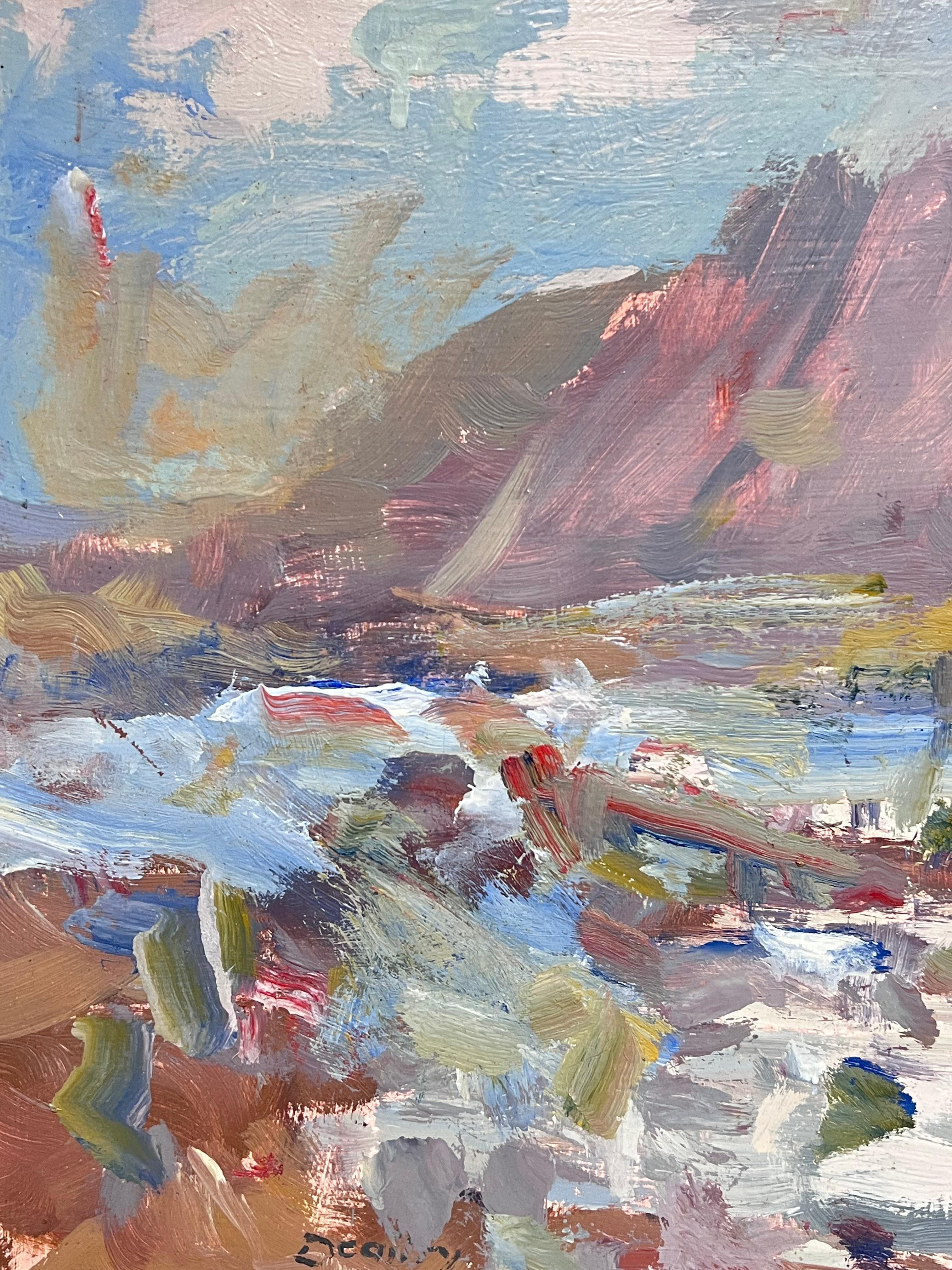 Fine British Impressionist Antique Oil Painting Scottish Highlands Ben Nevis For Sale 7