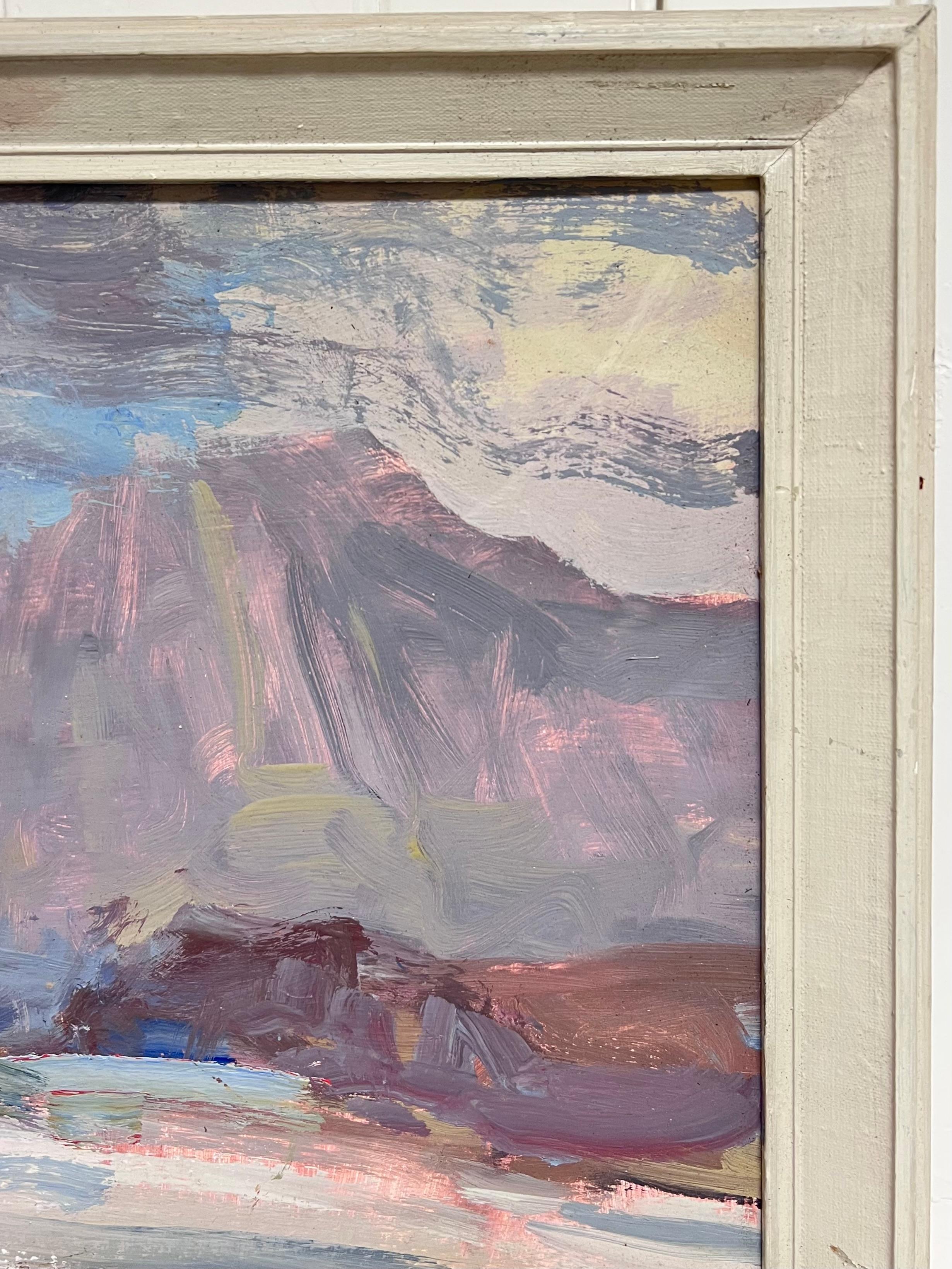 Fine British Impressionist Antique Oil Painting Scottish Highlands Ben Nevis - Gray Landscape Painting by William B Dealtry
