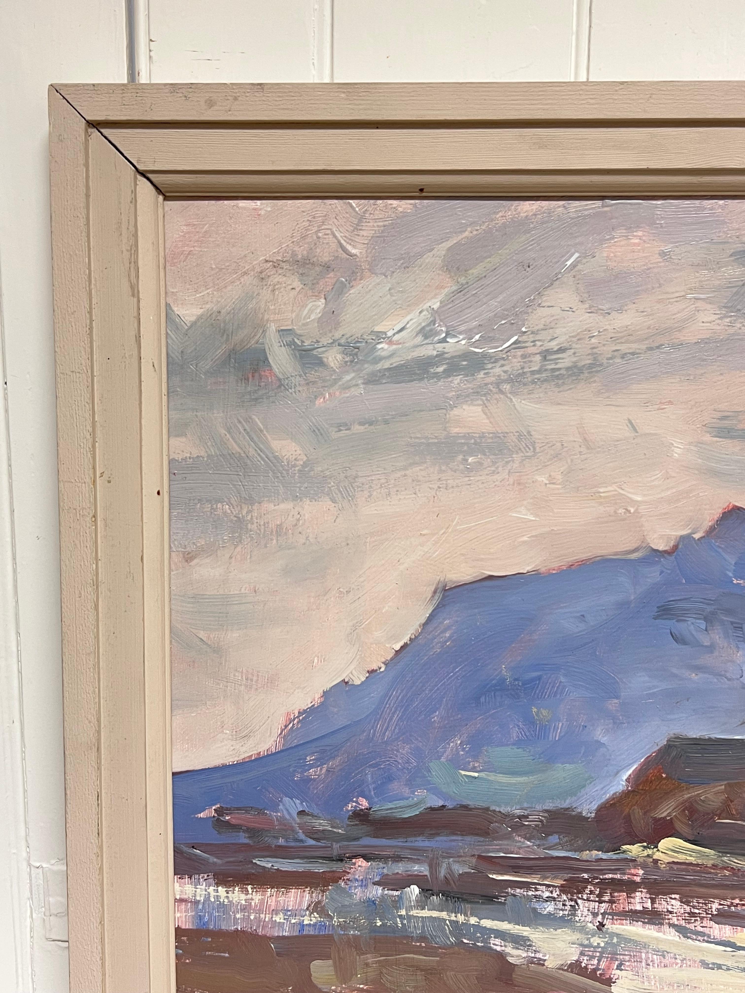 Belle peinture à l'huile ancienne impressionniste britannique, Highlands d'Ecosse, Ben Nevis - Gris Landscape Painting par William B Dealtry