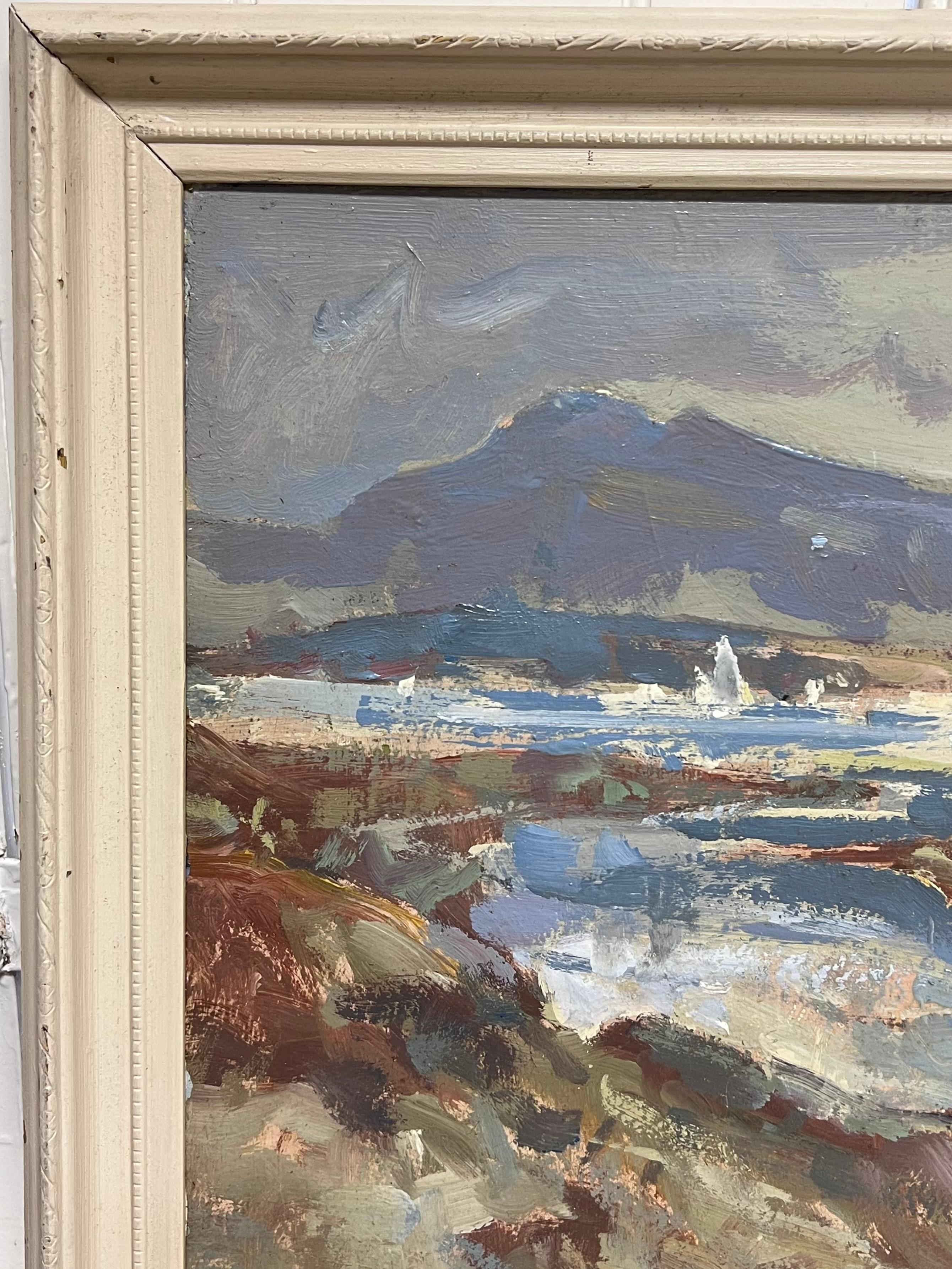 Belle peinture à l'huile ancienne impressionniste britannique, crique côtière des Highlands écossais en vente 1