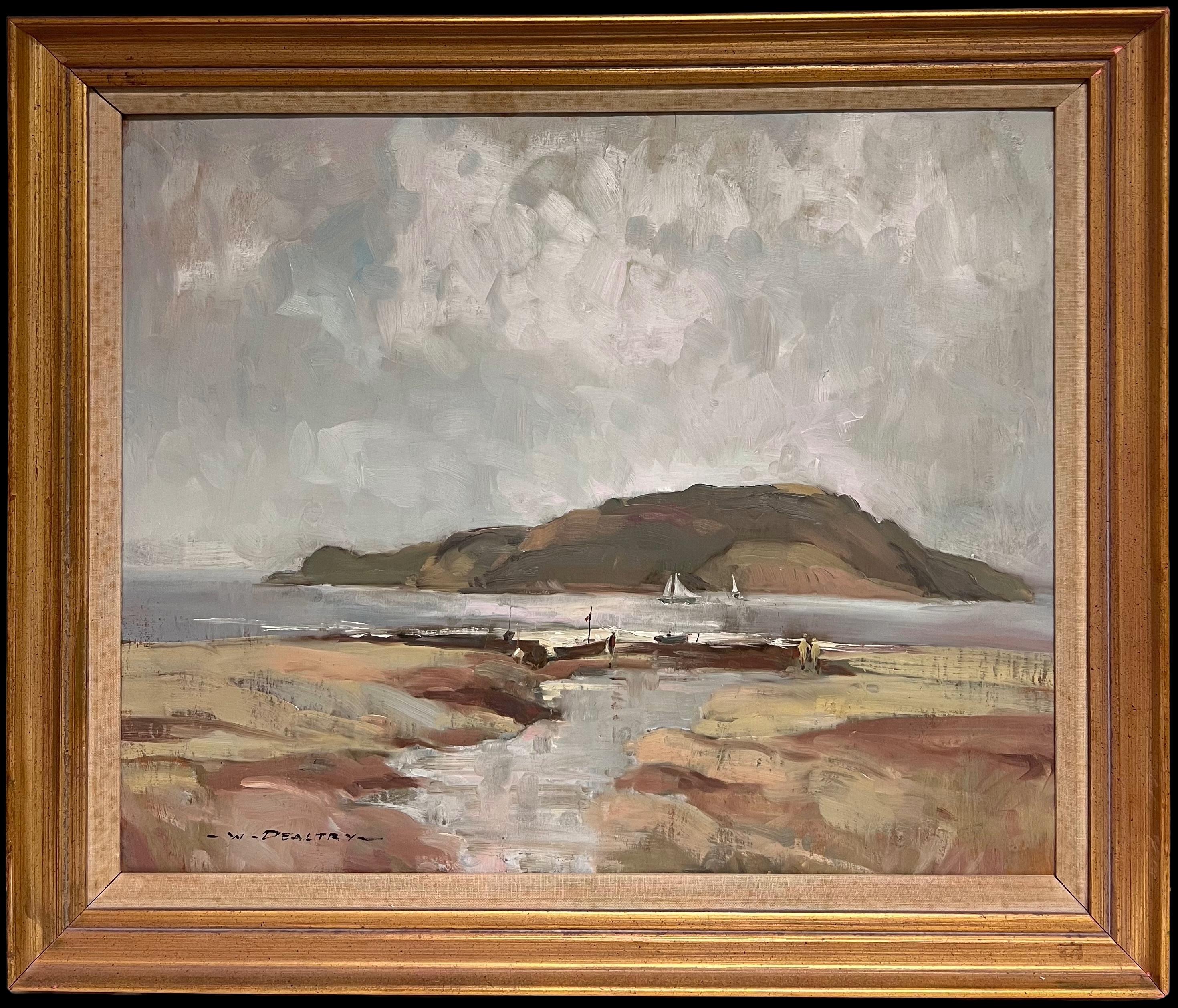 William B Dealtry Landscape Painting - Fine British Impressionist Antique Oil Painting Scottish Island Coastal Boats