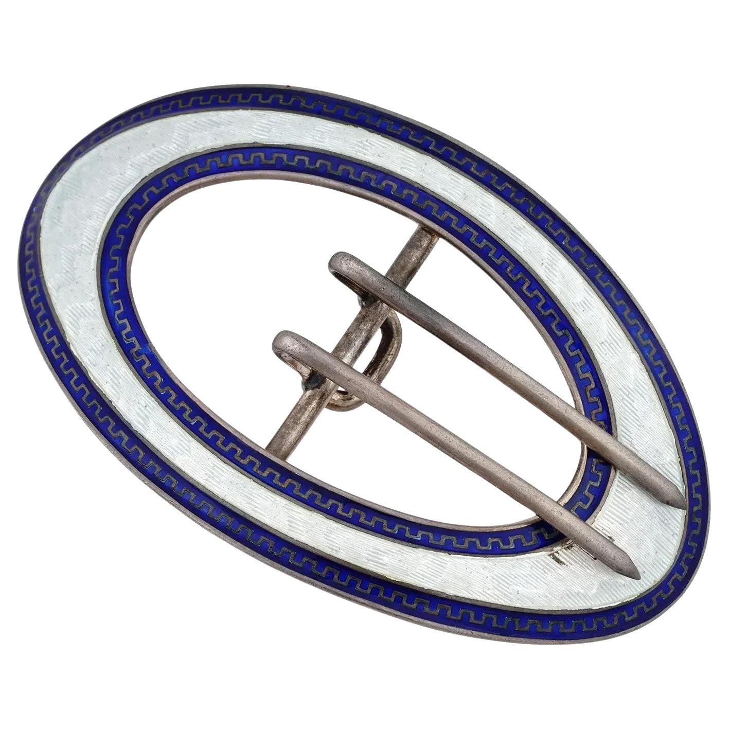 William B Kerr Sterling Silver Enamel Sash Brooch