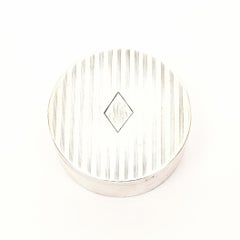 William B Kerr Sterling Silver Round Pill Box with Monogram