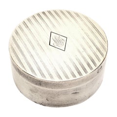 William B Kerr Sterling Silver Round Pill Box with Monogram