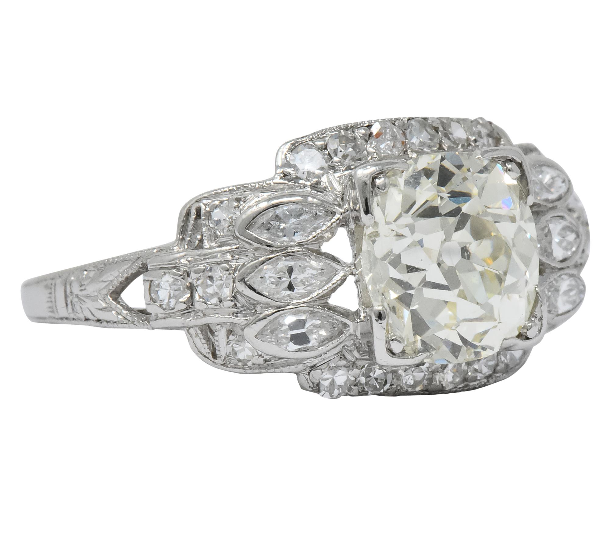 Retro William B. Ogush 2.05 Carat Diamond Platinum Engagement Ring