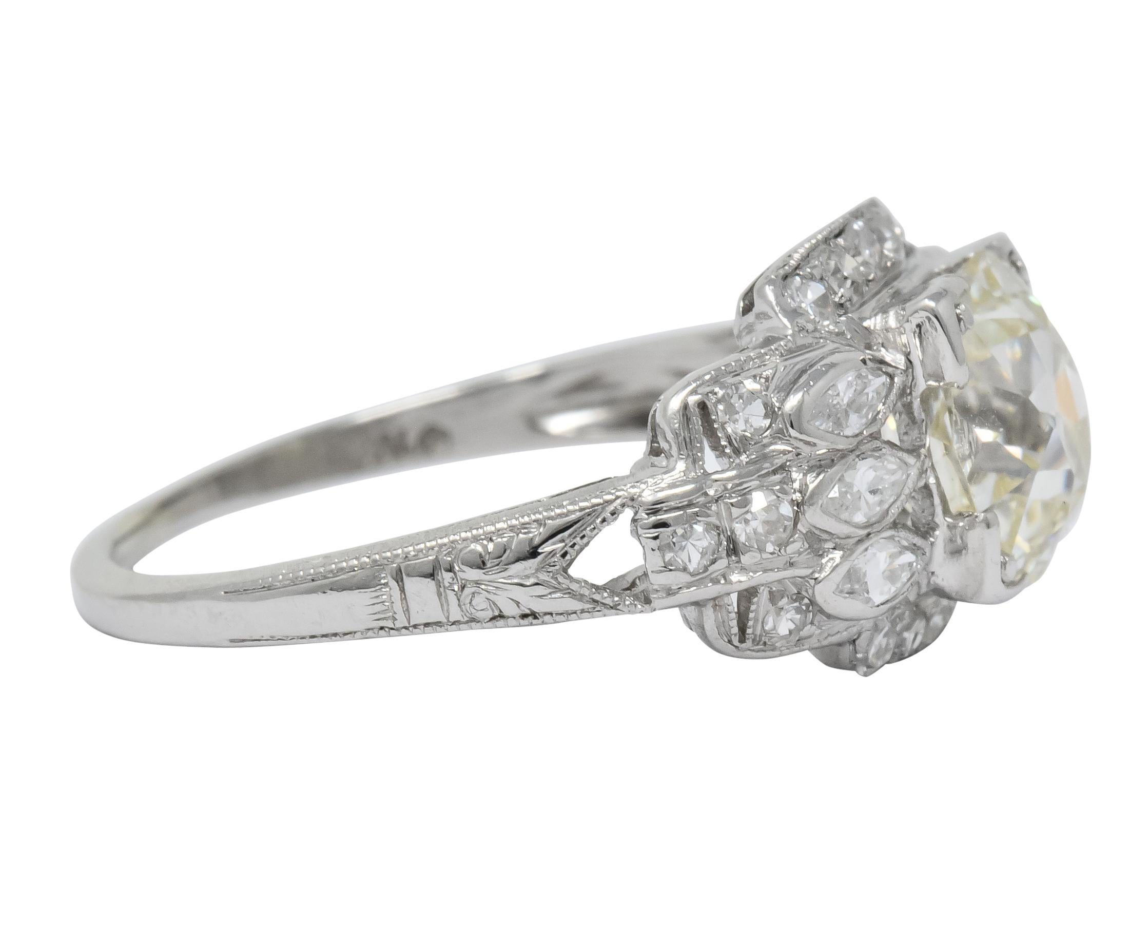 Round Cut William B. Ogush 2.05 Carat Diamond Platinum Engagement Ring