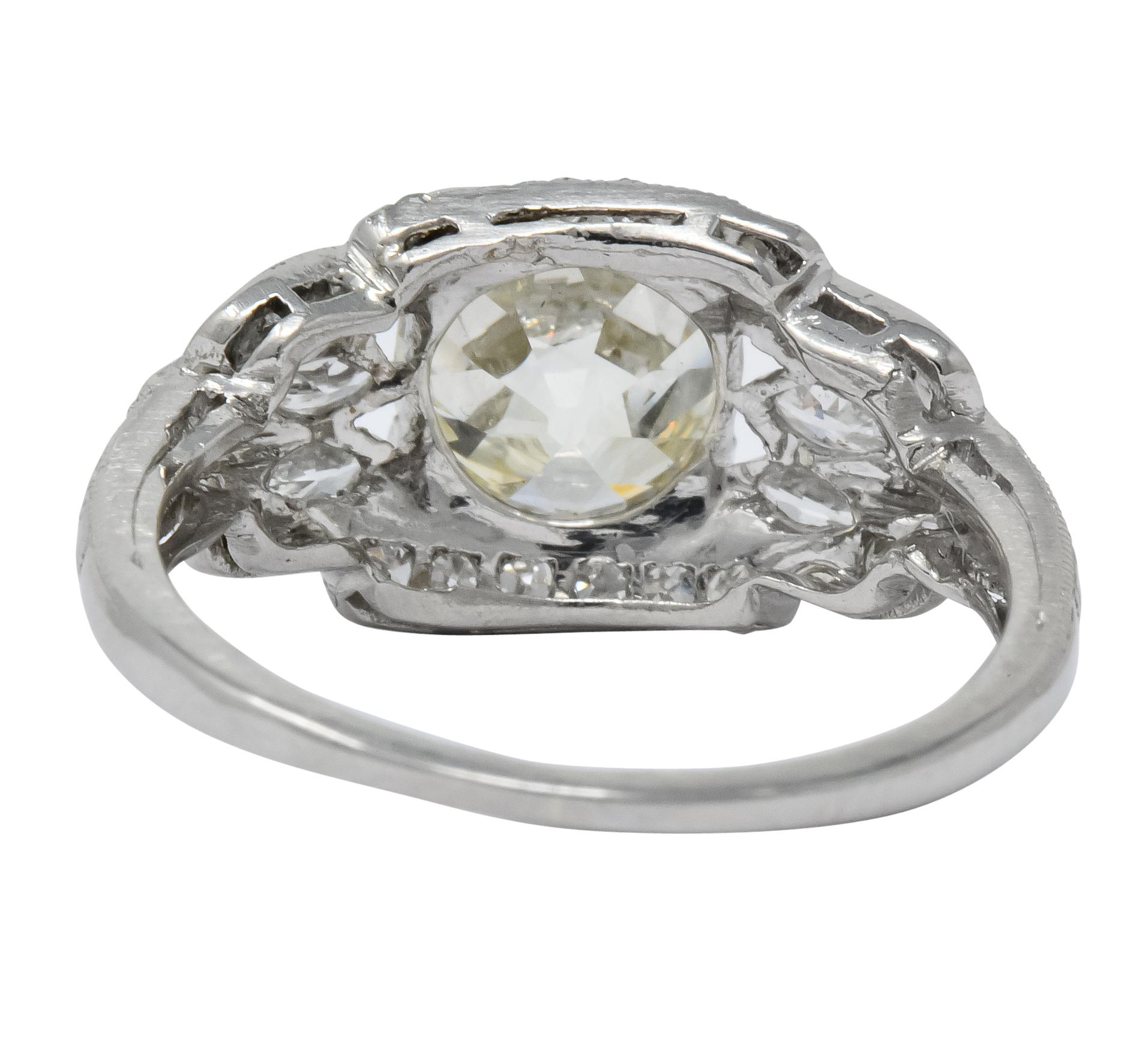 William B. Ogush 2.05 Carat Diamond Platinum Engagement Ring In Excellent Condition In Philadelphia, PA