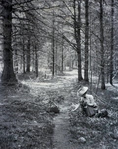 Antique Woman Picking Flowers, 1900