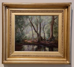 Peinture à l'huile The Woodland Pool de William B Rowe 