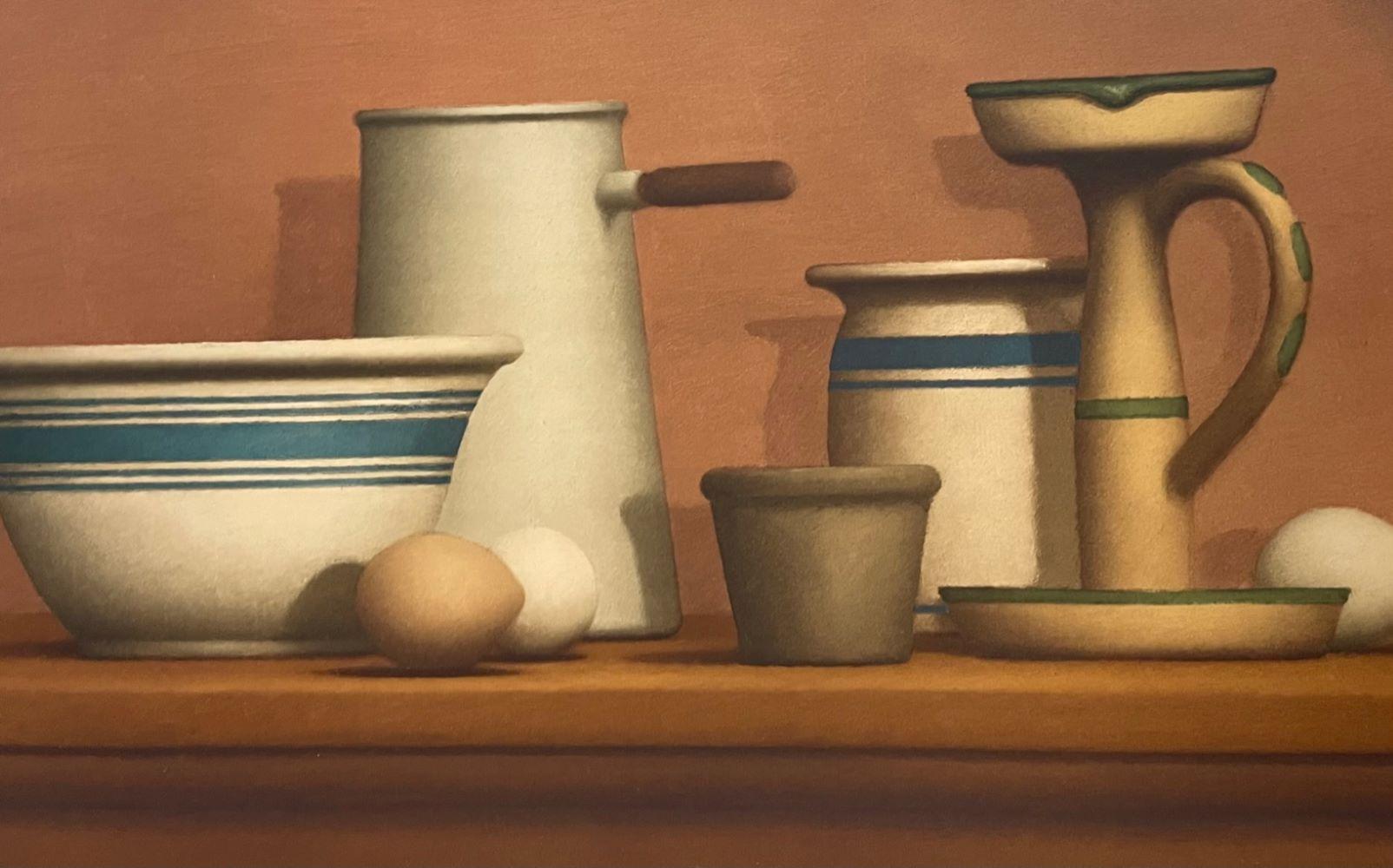 Still Life with Eggs, Candlestick and Bowl - Print by William Bailey