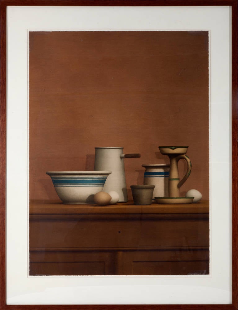 William Bailey Still-Life Print - Still Life with Eggs, Candlestick and Bowl