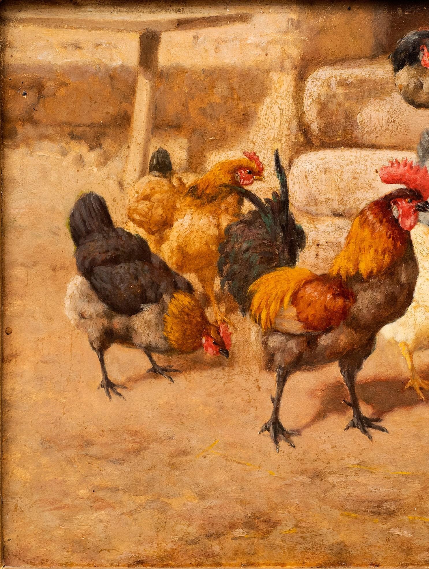 Hahn und Hühner auf dem Bauernhof William Baptiste Baird (USA/Frankreich 1847-1917) im Angebot 6