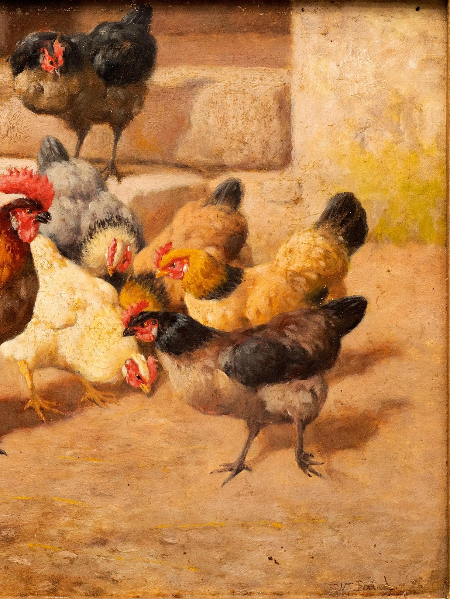 Hahn und Hühner auf dem Bauernhof William Baptiste Baird (USA/Frankreich 1847-1917) im Angebot 7