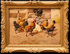 Gallo y gallinas en el corral William Baptiste Baird (EE.UU./Francia 1847-1917)