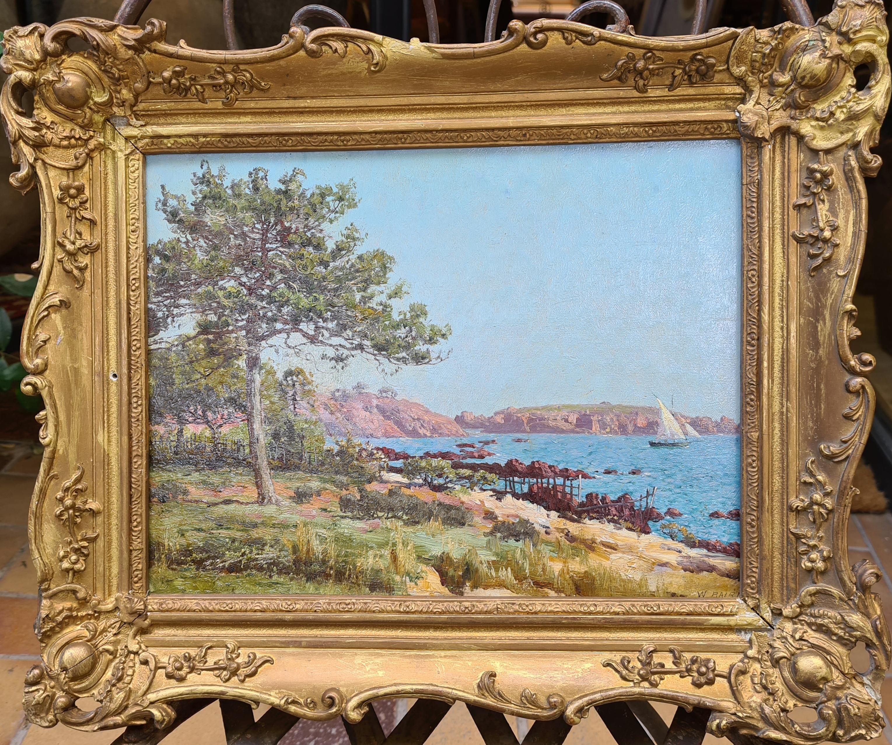 19th Century View, Les Roches Rouges and Coast at Agay in the South of France. - Painting by William Baptiste Baird
