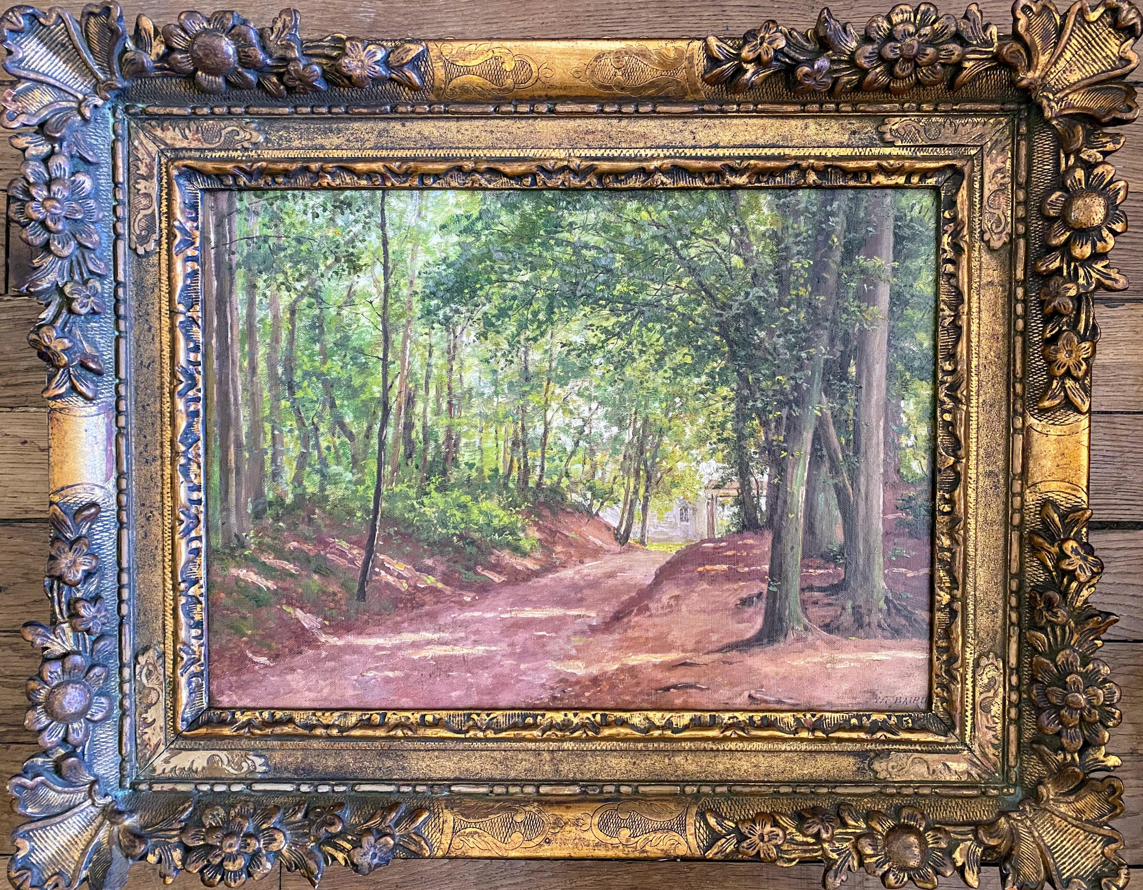 Impresionista americano: Primavera, un camino soleado en Francia Óleo del siglo XIX - Painting impresionista estadounidense de William Baptiste Baird