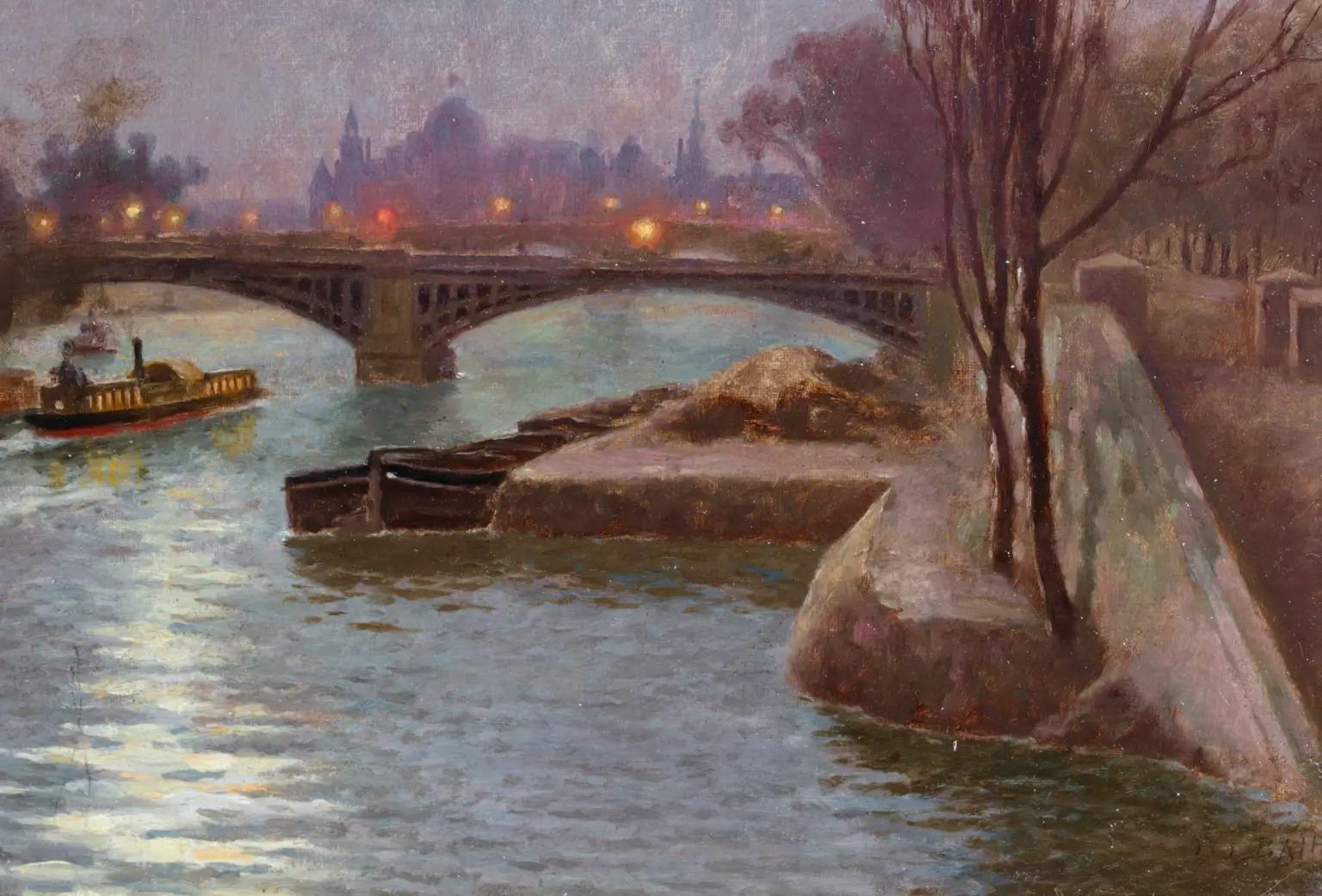 On the Seine - Peinture à l'huile impressionniste de paysage fluvial de William Baird - Painting de William Baptiste Baird