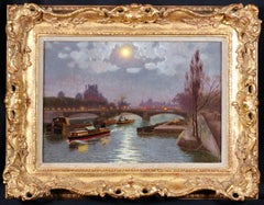 On the Seine - Impressionist River Landscape Oil Painting by William Baird