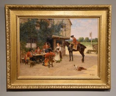 Oil Painting by William Barnes Wollen "Outside the Tavern" 