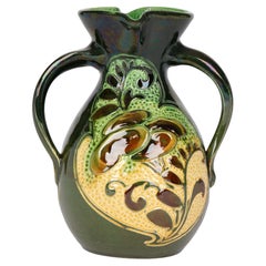 William Baron Sgraffito Art Pottery Twin Handled Double Spouted Jug