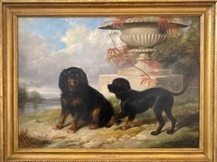Antique English 19th century portrait of Lord Methuen's favourite dogs