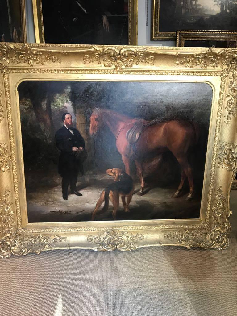 Henry (1811-1874) and William Barraud (1810-50)
Master, Hunter and Hound
Oil on canvas, Signed
43 x 55 inches unframed
61 x 74 inches inc. frame

William Barraud (1810 – 1 October 1850) was an English animal painter and illustrator, the brother of