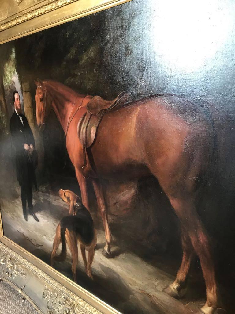 Enormous and beautiful early 19th Century painting of a Master, Hunter and Hound 1
