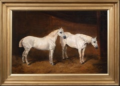 Two White Horses In A Stable, 19th Century