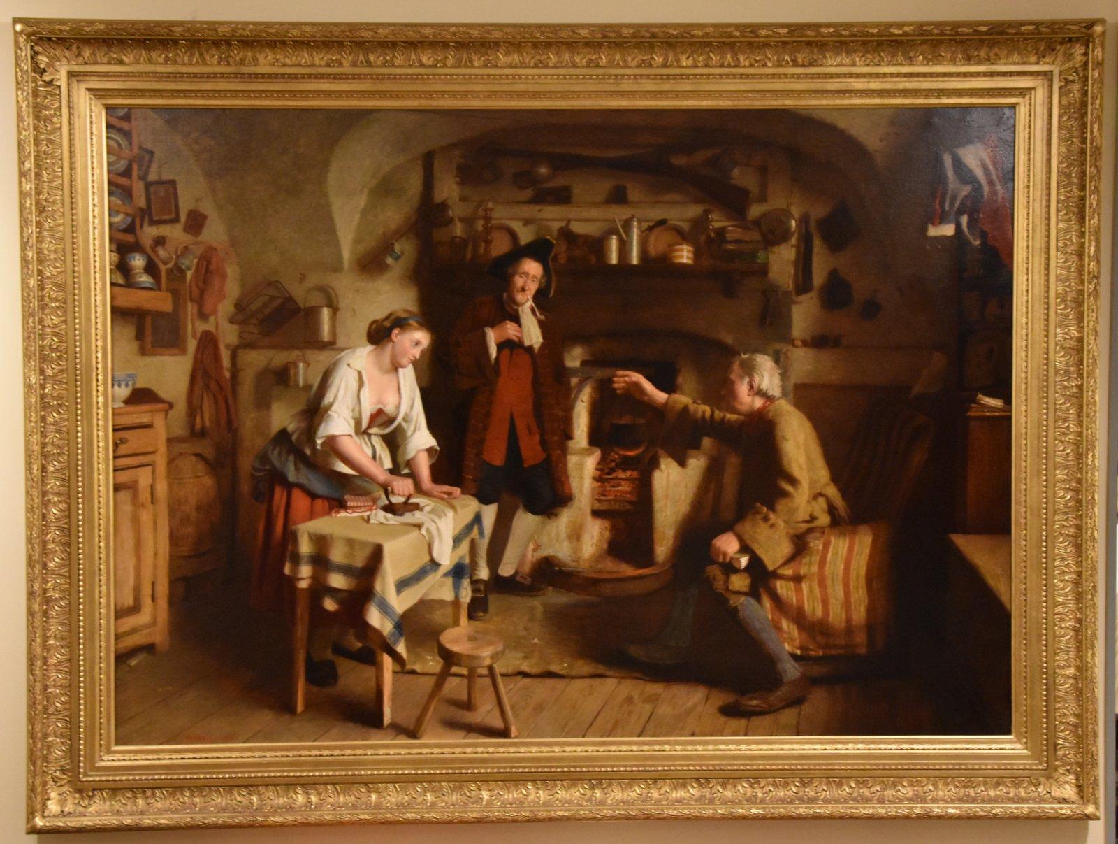 Oil Painting by William Baxter Collier Fyfe "The Laird of Dumbiedyke's Courtship" 1836 - 1882 Painter of historical and literary genre subjects and portraits. Exhibited at the Royal Academy, R.B.A. Oil on canvas. Signed and dated 1867 from the heart