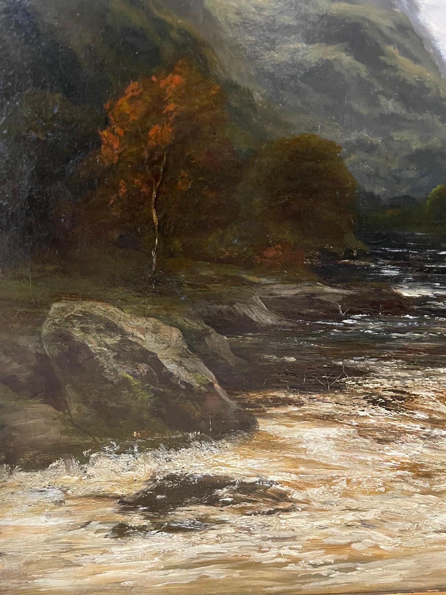 Fiume Highland in piena - Painting Naturalismo di William Beattie-Brown